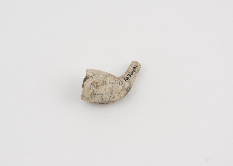 Miniature clay tobacco pipe, head only, English, 1870-1890