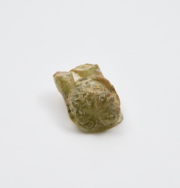 Glass handle, with moulded lion's head, Roman, 151-300 AD