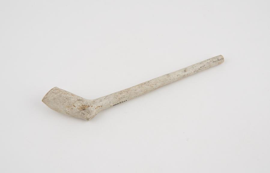 Clay tobacco pipe, incomplete, part of bowl and stem missing