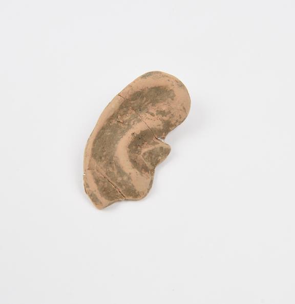 Votive left ear, terracotta, Roman, 200BC-200AD