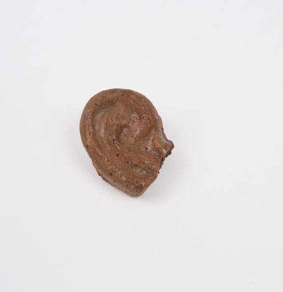 Votive right ear, terracotta, probably Roman, 200 BC to 200 AD