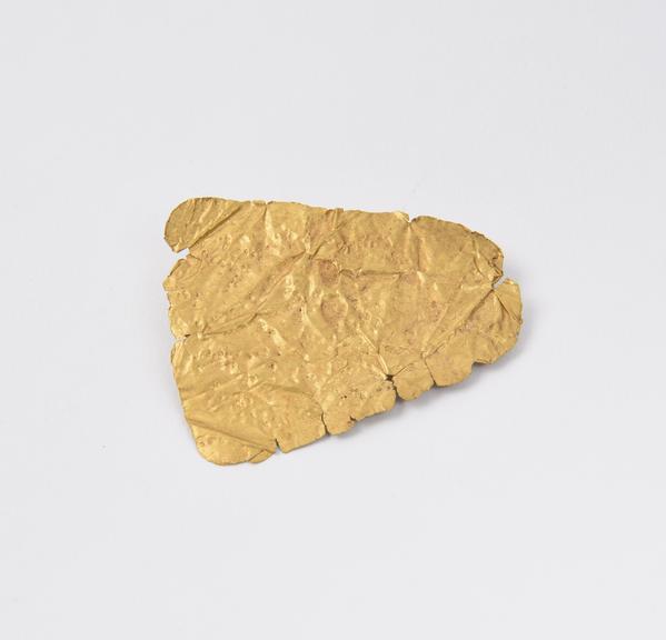 Beaten gold amulet, quadrilateral,unsigned, found in Cyprus