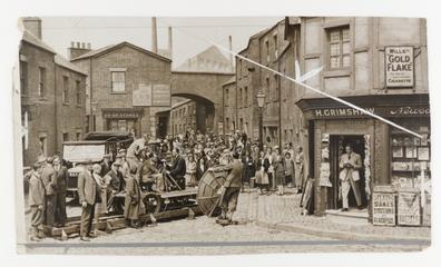 A photograph of the set of the film 'Hindle Wakes'