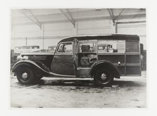 A photograph of a vehicle used as a dark room