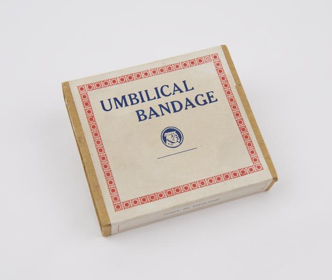 Adhesive plaster umbilical bandage, inside cardboard packet