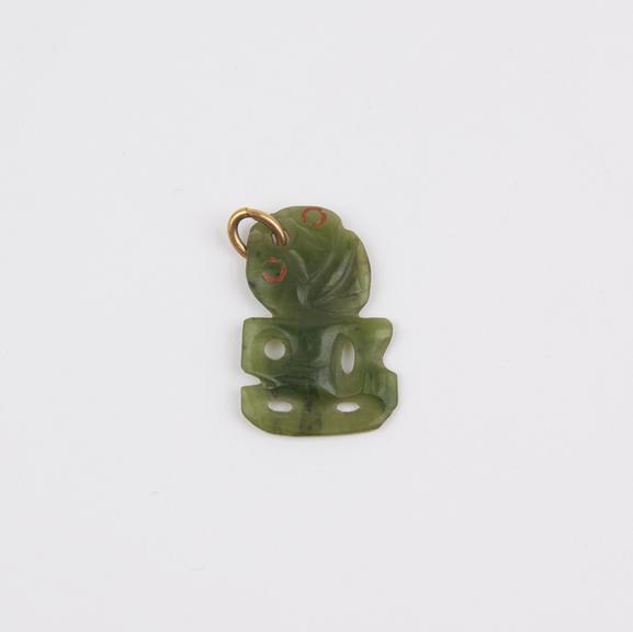 Green jade tiki, untraditionally small