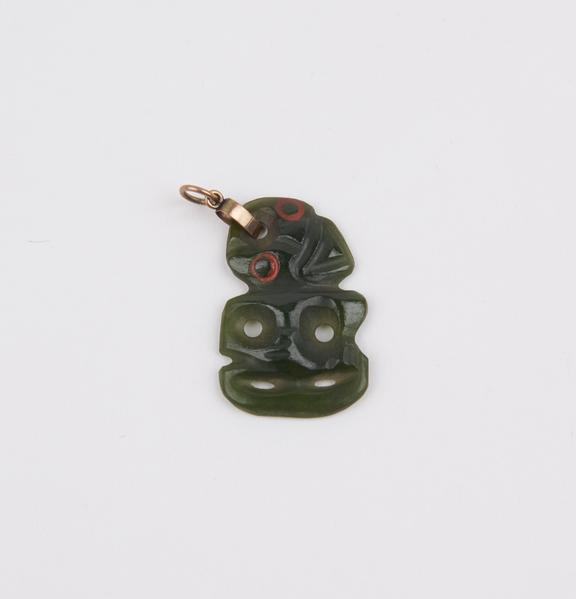 Green jade tiki, untradionally small, Maori, New Zealand