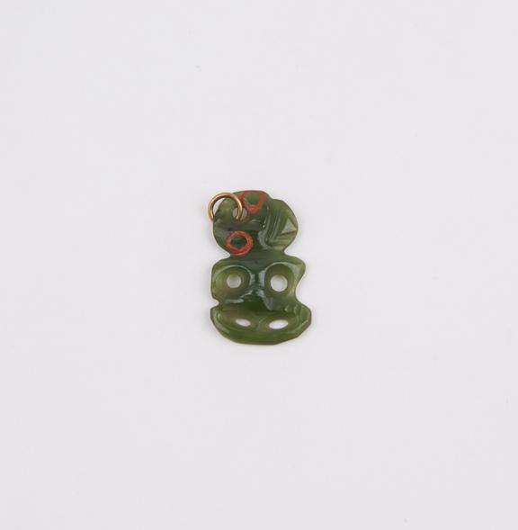 Green jade tiki, untraditionally small, Maori, New Zealand