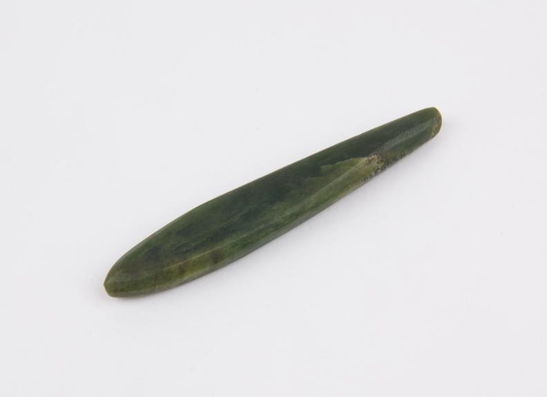 Jade ear pendant or chisel, unpierced, by the Maori tribe