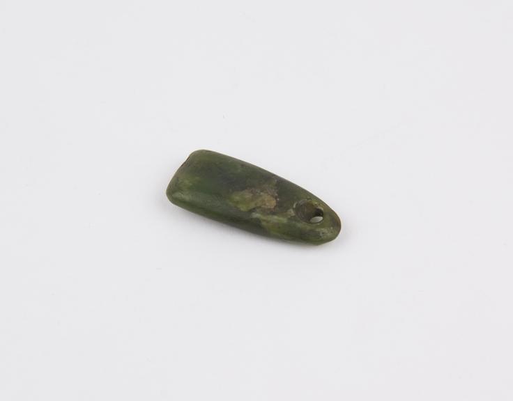 Green jade ear pendant, Maori, New Zealand