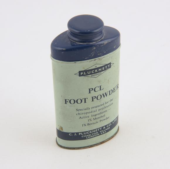 Tin of P.C.L. foot powder by C.J. Plunknett and Co. Ltd.