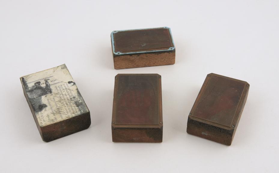 4 printing blocks showing x-rays of feet