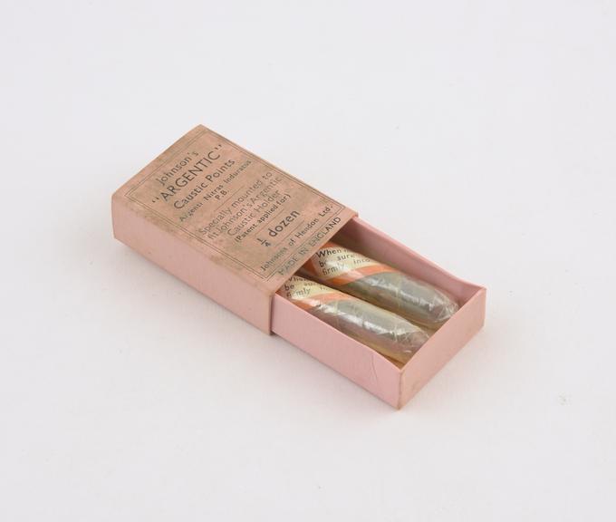 Box of Argentic' caustic points, by Johnsons, London'