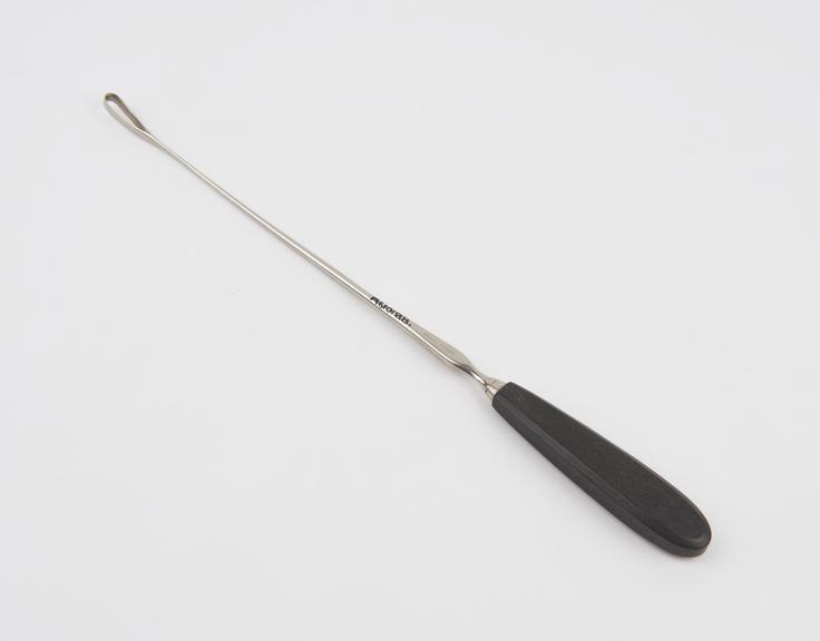 Curette, uterine, Thomas, steel shaft, ebony handle