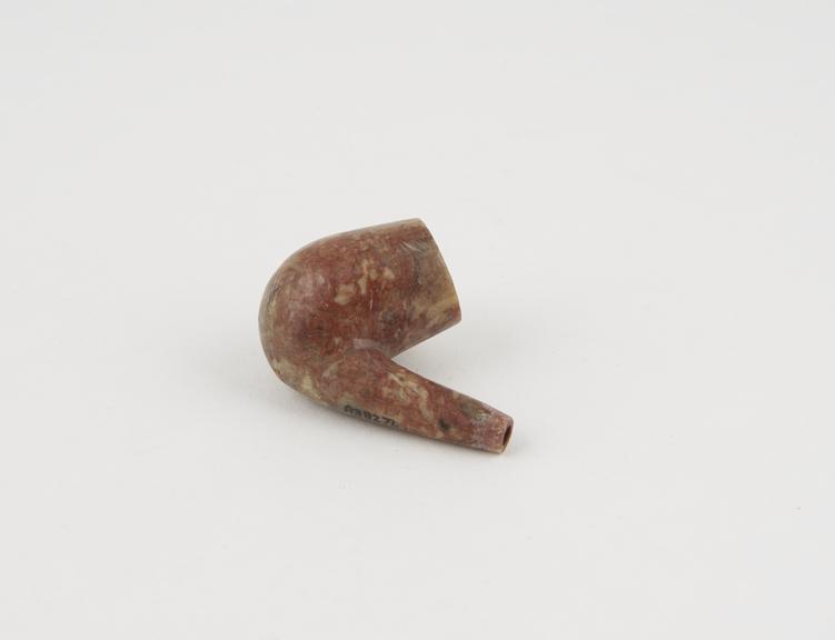 Stone tobacco pipe, bowl and part of stem only, bulbous bowl