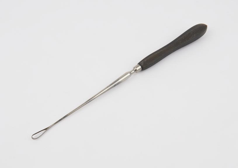 Curette, uterine, Simpson, steel and ebony, European