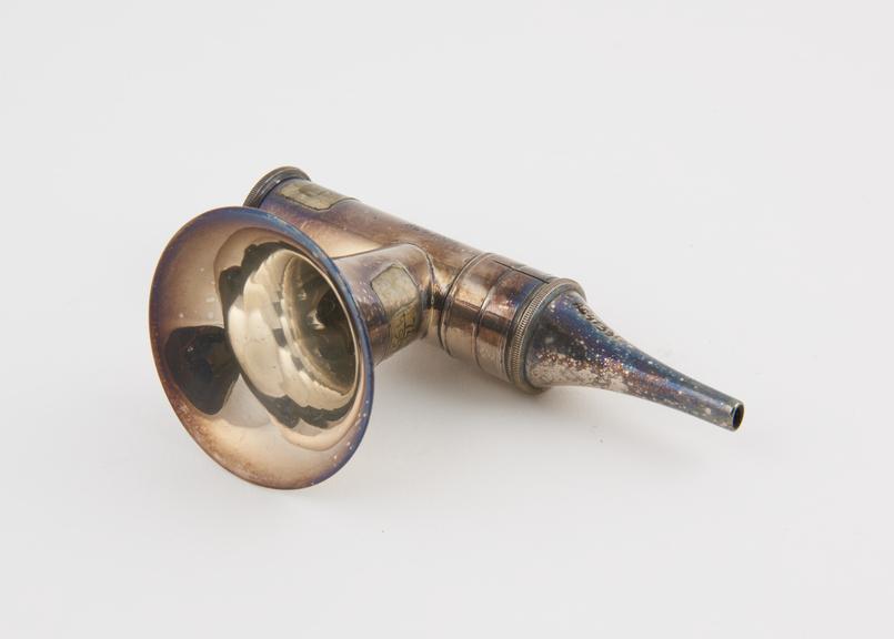 Brunton's auriscope, with speculum, plated, by F. Walters & Co