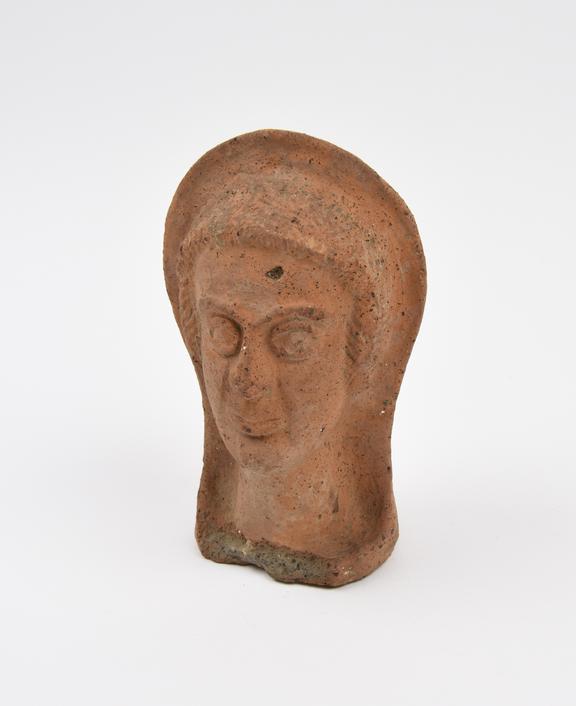 Male head, terracotta, hollow, probably Roman, 400BC-100AD