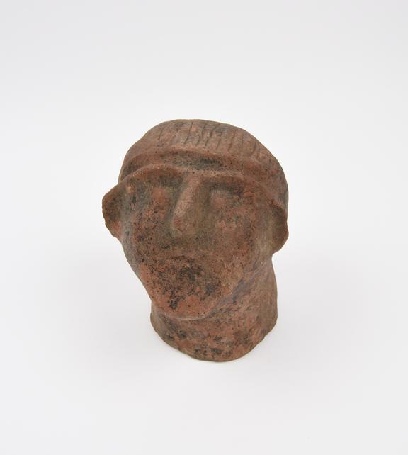 Lid of funerary urn, terracotta, in shape of a male human head