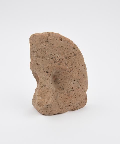 Votive male face, upper half with right side broken, terracotta