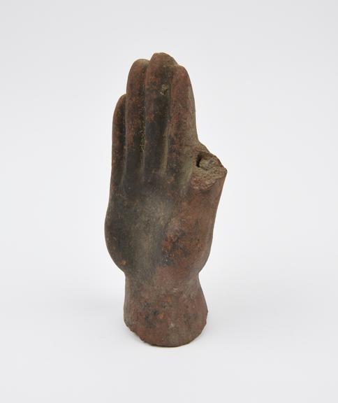 Votive right hand, terracotta, Roman, 200BC-200AD