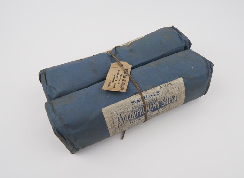 Two rolls of accouchement sheeting, made by Southall Bros