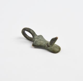 Small bronze pendant in form of amuletic priapus