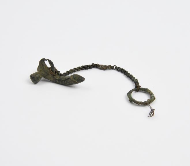 Amuletic solid bronze priapic pendant with chain