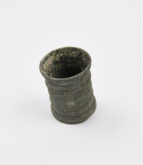 Small cylindrical bronze pot