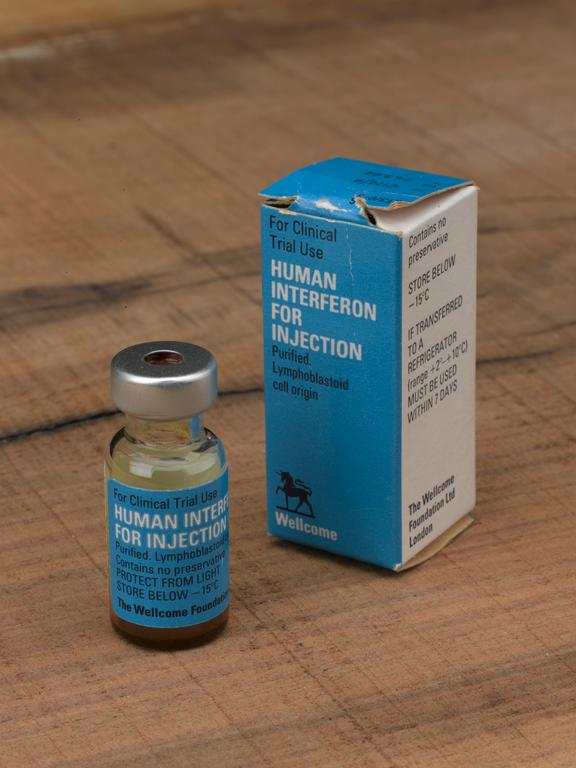 Boxed bottle of interferon by the Wellcome Foundation Ltd