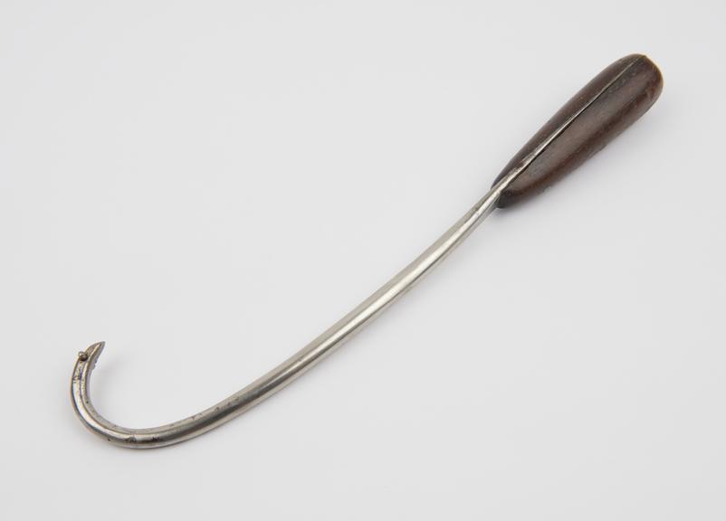 Probably obstetric hook, steel and wood, from 18th century