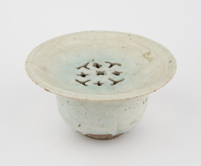 Tin-glazed earthenware vessel, possibly a rose-water bowl