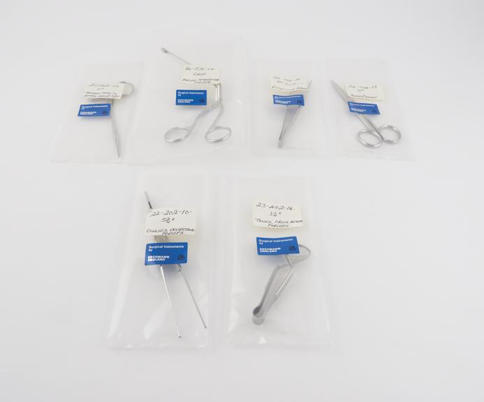 Set of surgical instruments distributed by Eschmann, England