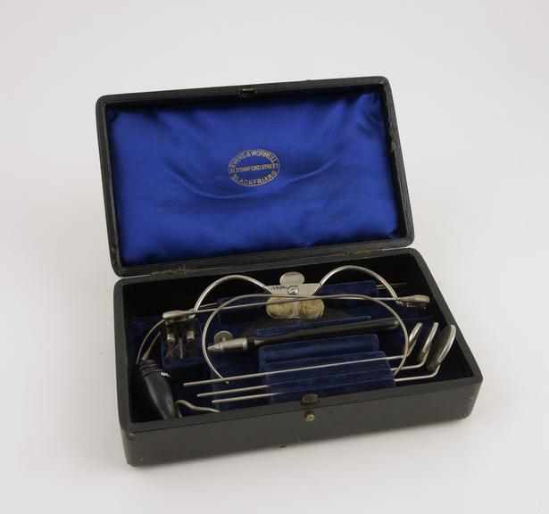 Laryngoscope and auriscope, cased, owned by Mr. J.H