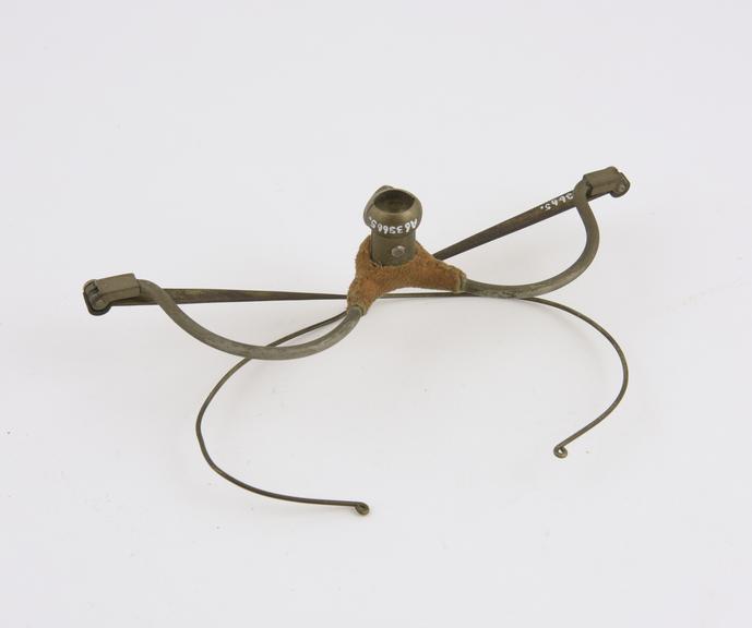 Spectacle frame for laryngeal reflector, nickel-plated