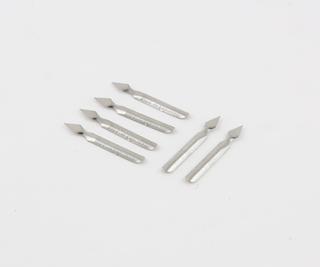 Set of six blades from the Bencard Standard Skin Testing Cabinet