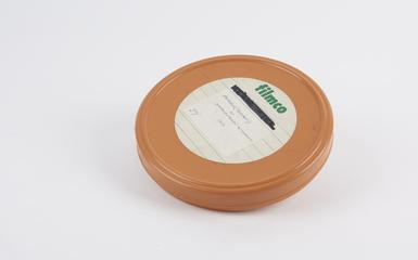 Film canister entitled: 'Ferranti Perseus' at Stockholm'