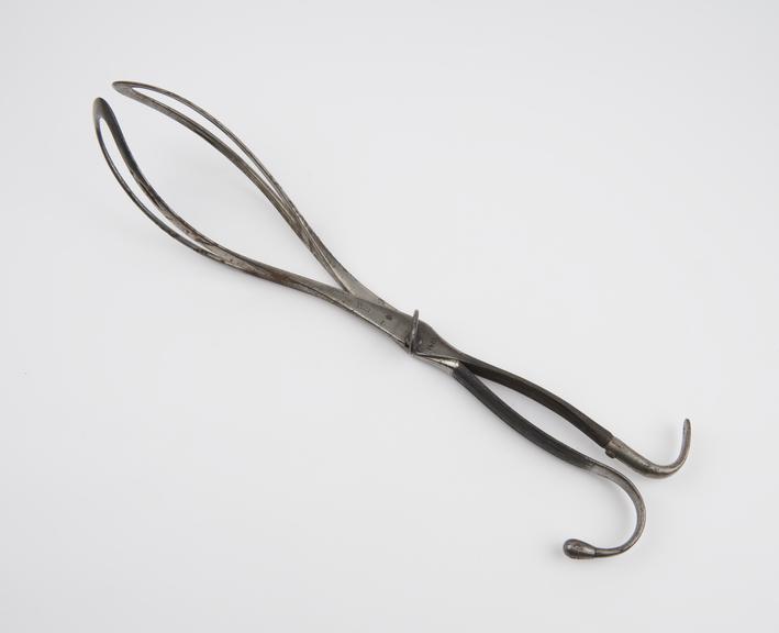 Forceps, obstetrical, Dubois, steel, by Lepine of Lyon