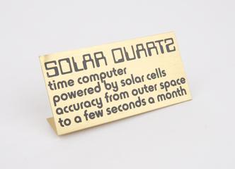 Metal Display Label for Cristalonic Solar Quartz Time Computer
