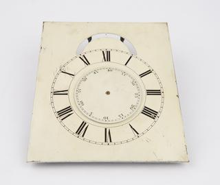 White painted brass dial, from Huygens clock movement reproduction