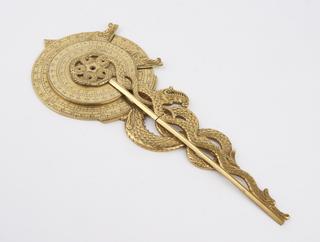 Nocturnal flanged plate, with 'serpent' handle and pointer, 1650-1749