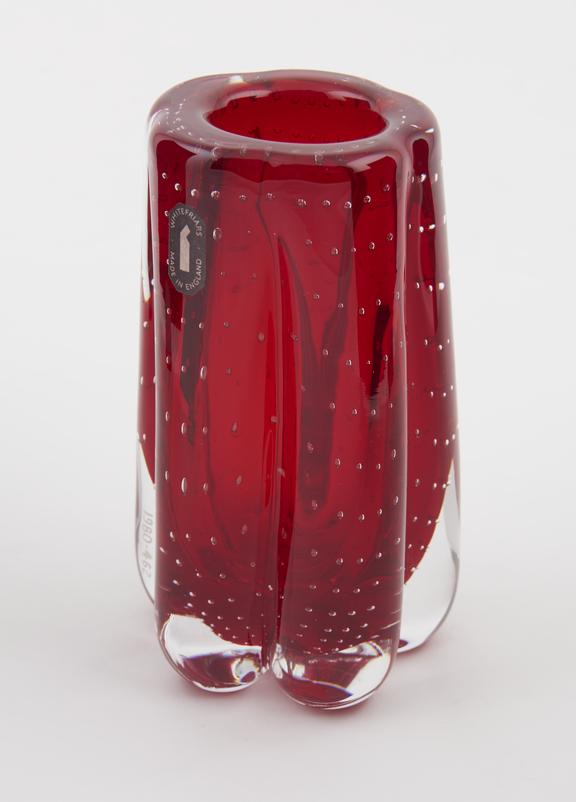 Vase in full lead crystal ruby glass, handmade, 1980