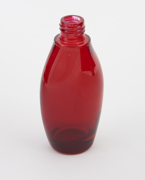 Glass bottle, red, powder coated by Akzo Nobel, Gateshead