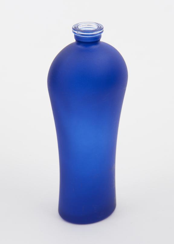 Glass bottle, blue, powder coated by Akzo Nobel, Gateshead