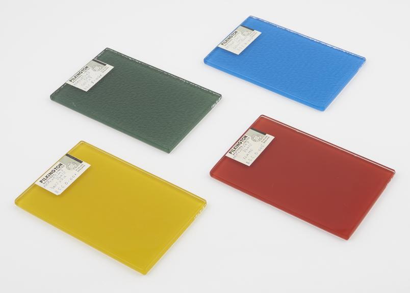 Four samples of Armourclad glass, 6 x 4', in various colours