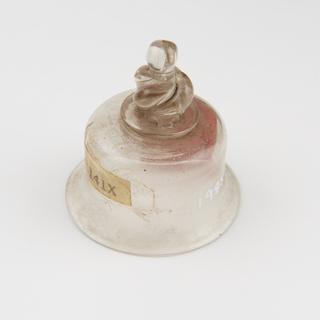 Bell shaped glass cover, decorated knob