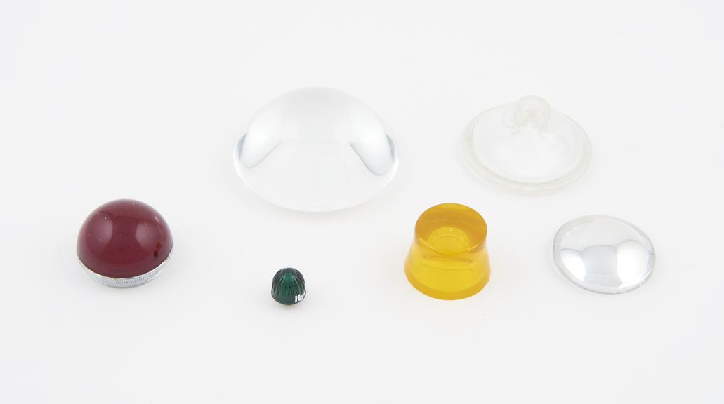 Six assorted samples of glassware made by pot and tank moulding