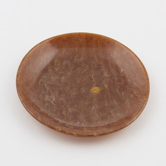 Casein circular  coaster, light brown marble effect