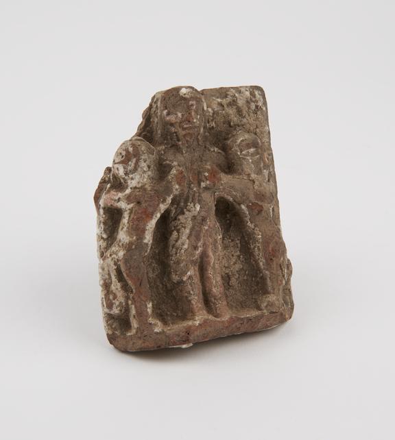 Roman terracotta votive figure of man and two lions