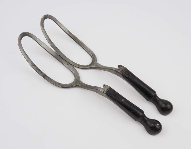 Forceps, obstetrical, Haighton, steel and ebony